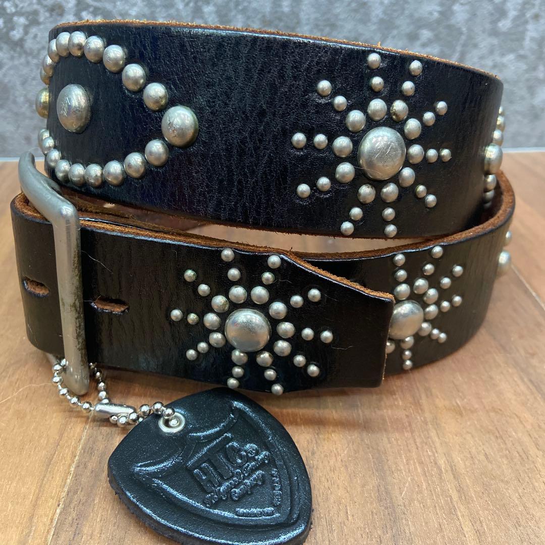 希少美品 HTC オーバーレイピーナッツシルバースタッズレザーベルト