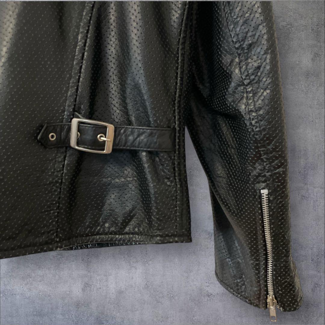 【サイズ4L】ホーンワークス シングルライダース パンチングレザー牛革