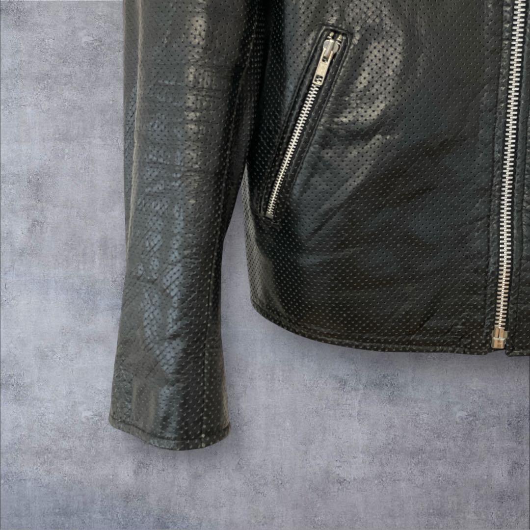 【サイズ4L】ホーンワークス シングルライダース パンチングレザー牛革