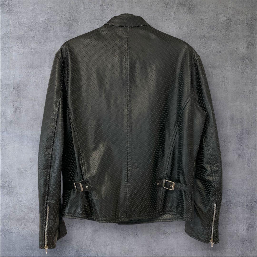 【サイズ4L】ホーンワークス シングルライダース パンチングレザー牛革