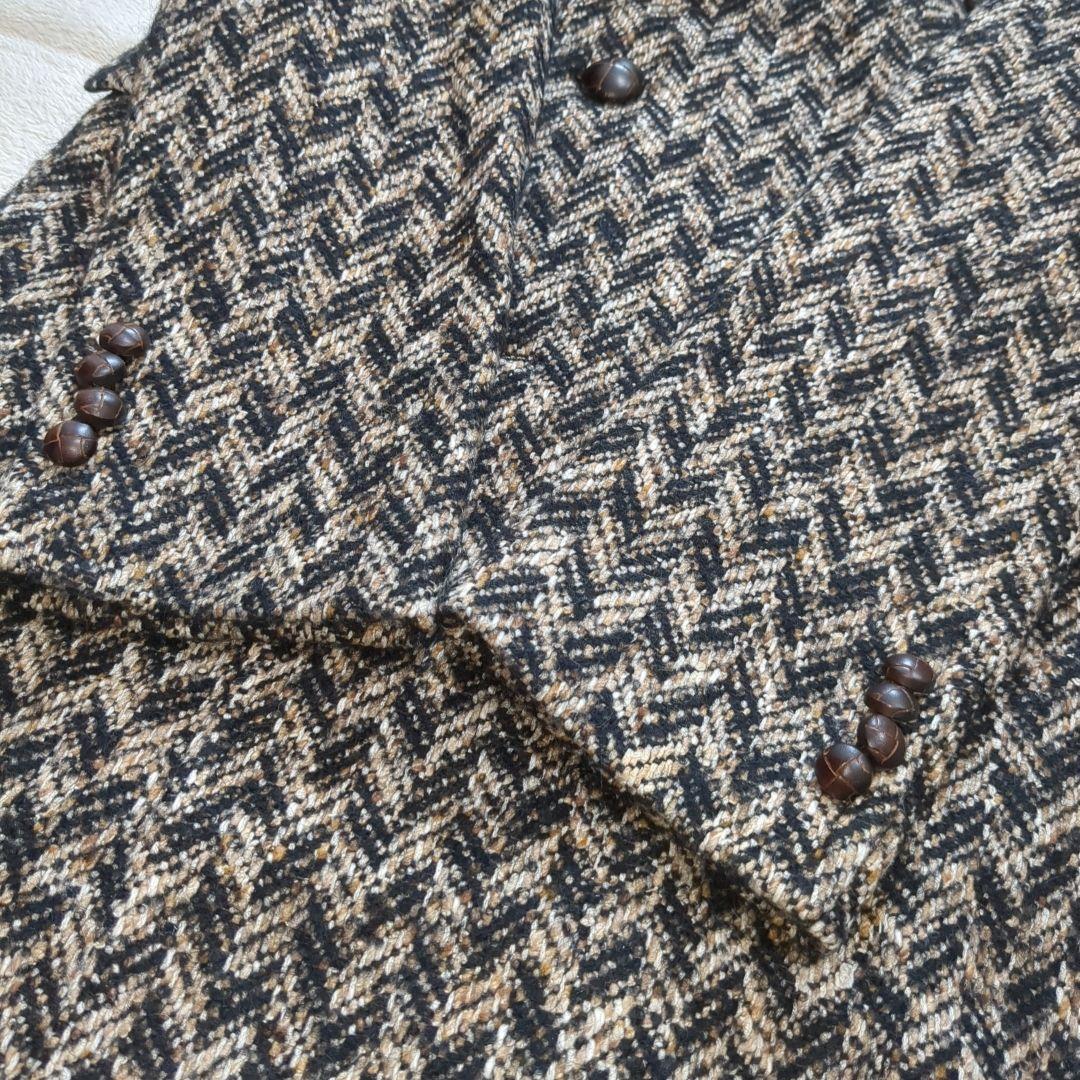 美品 タリアトーレ ダブル チェスターコート ツイード シルク モヘア 44