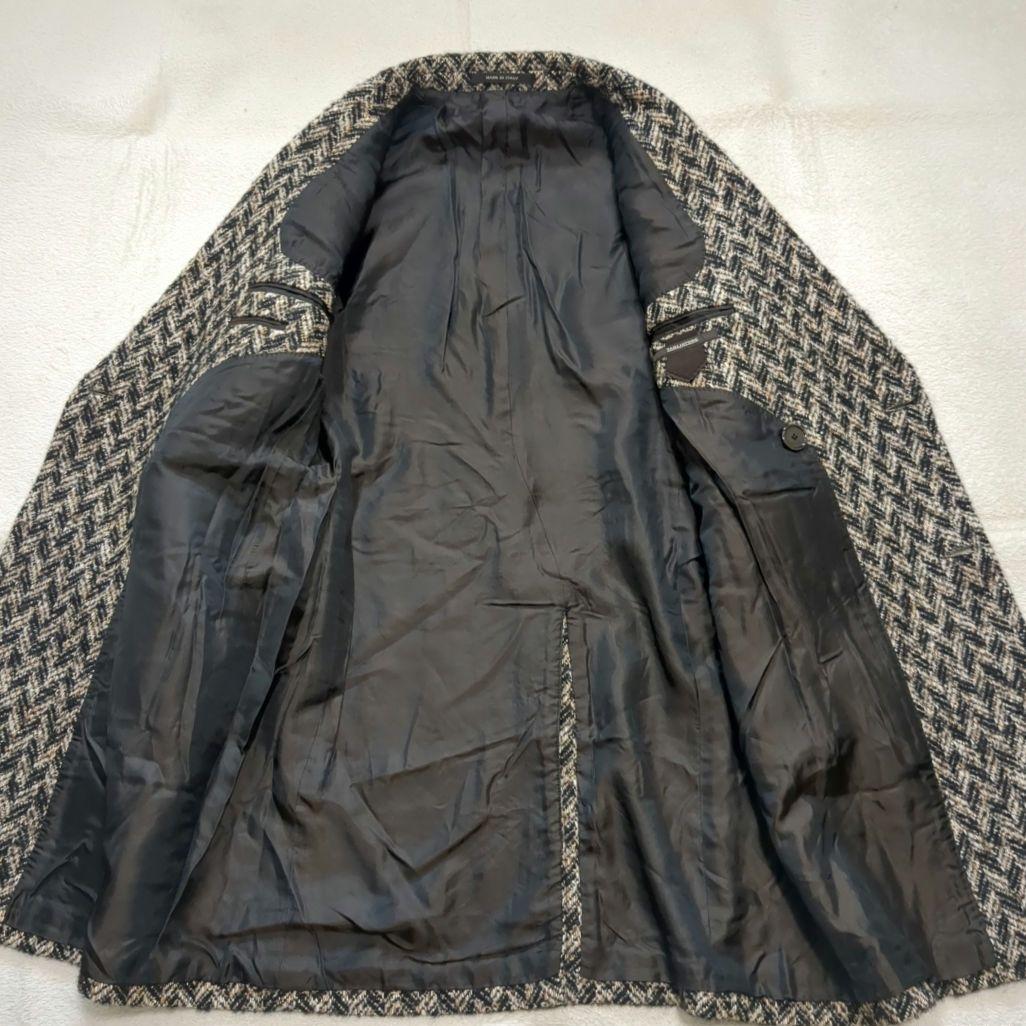 美品 タリアトーレ ダブル チェスターコート ツイード シルク モヘア 44
