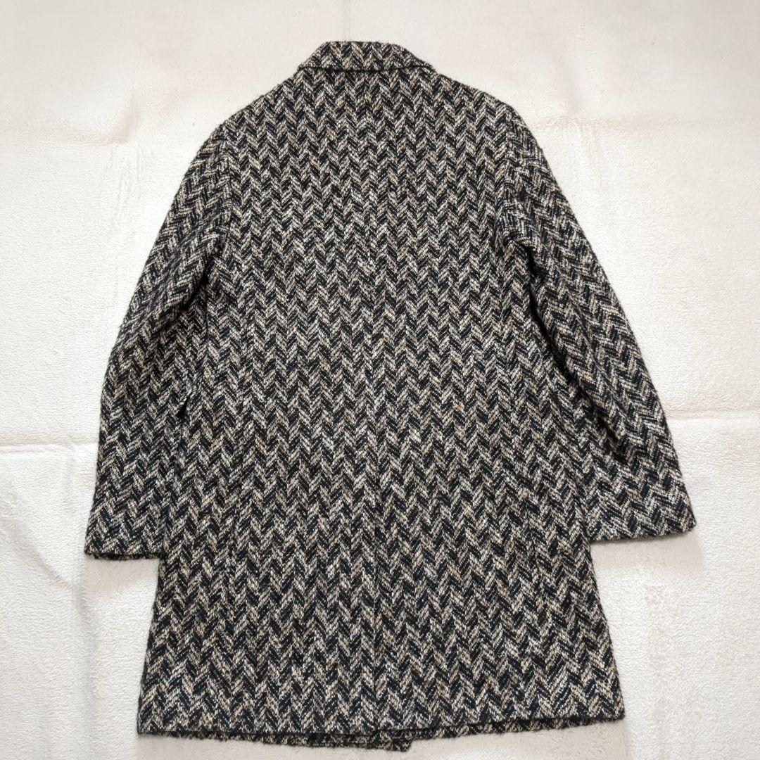 美品 タリアトーレ ダブル チェスターコート ツイード シルク モヘア 44