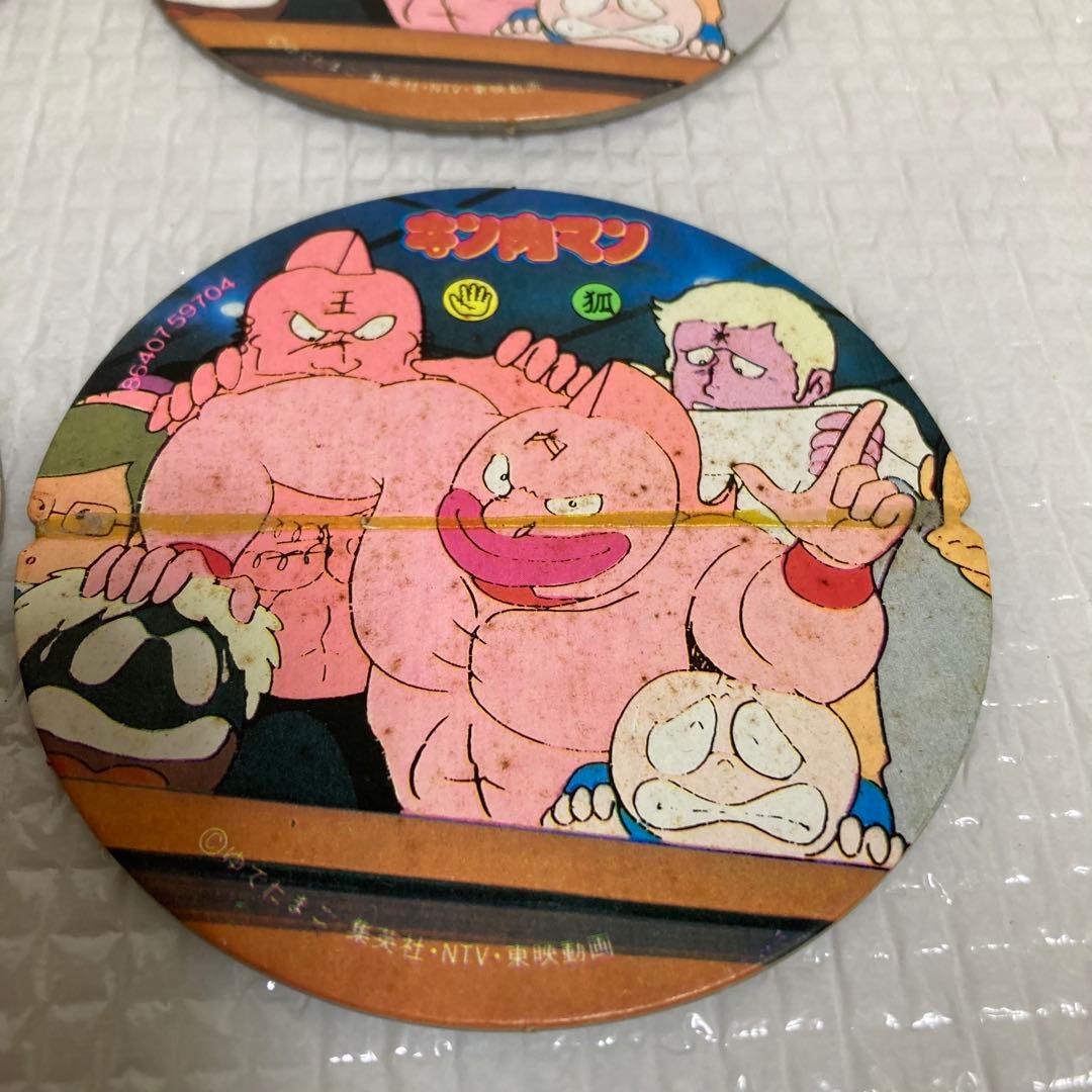 ②TS60 昭和レトロ キン肉マン メンコ 輪ゴム劣化跡あり 当時物 3種