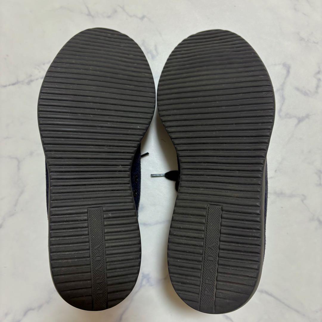 極美品 PRADA プラダ スエード ローカットスニーカー サイズ6 濃紺 正規