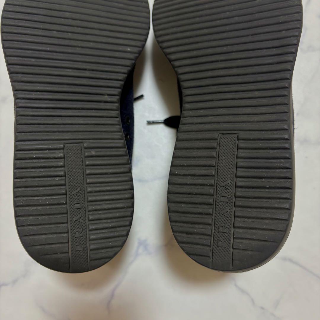 極美品 PRADA プラダ スエード ローカットスニーカー サイズ6 濃紺 正規