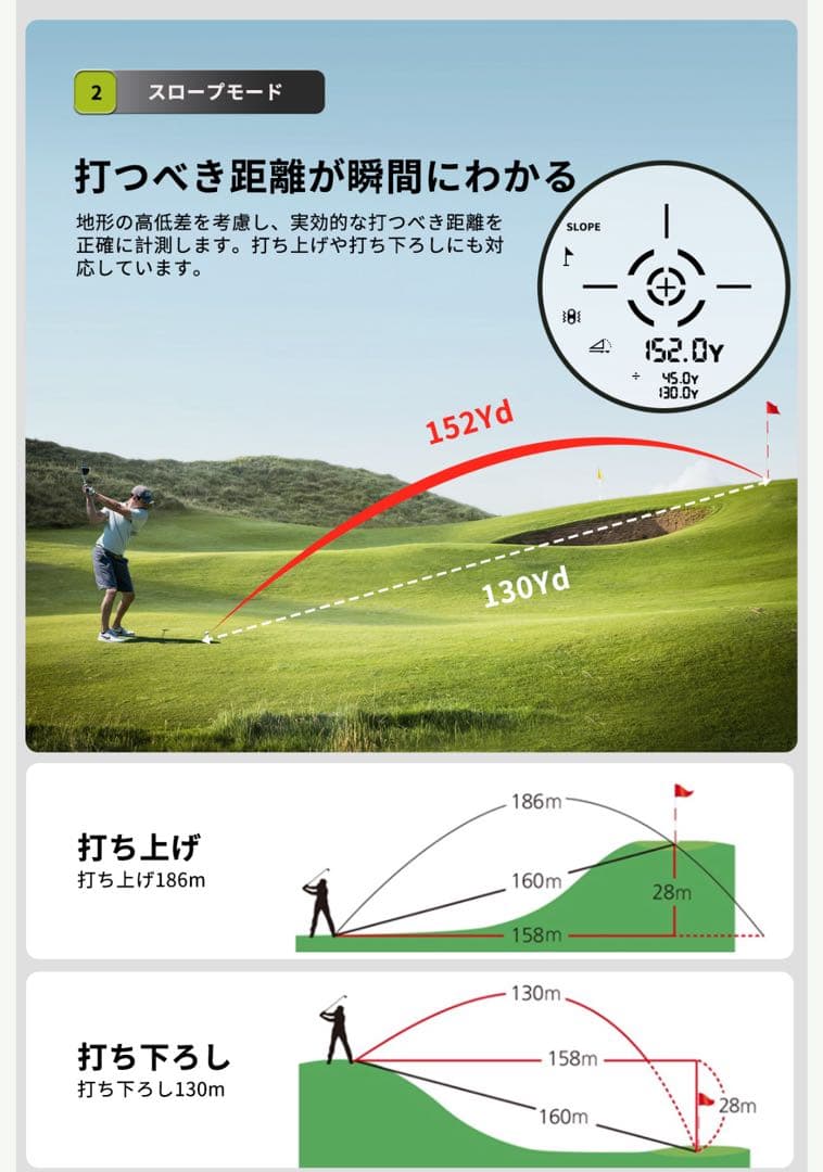 距離計ゴルフ用FOSSiBOT C1000F 【新機能★3点間距離測定モード】