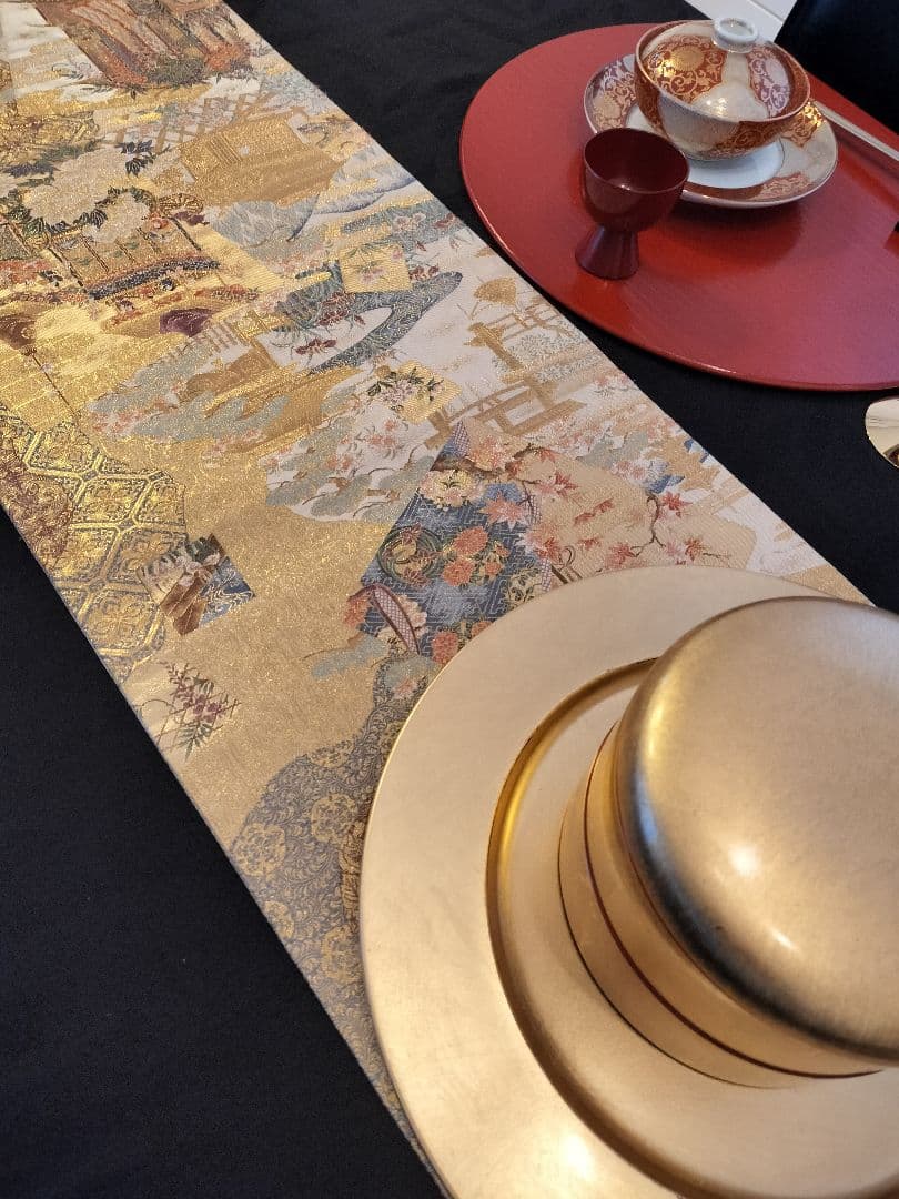 ルブの森★A739高級‼️ひな祭り‼️袋帯テーブルランナー2m15cm