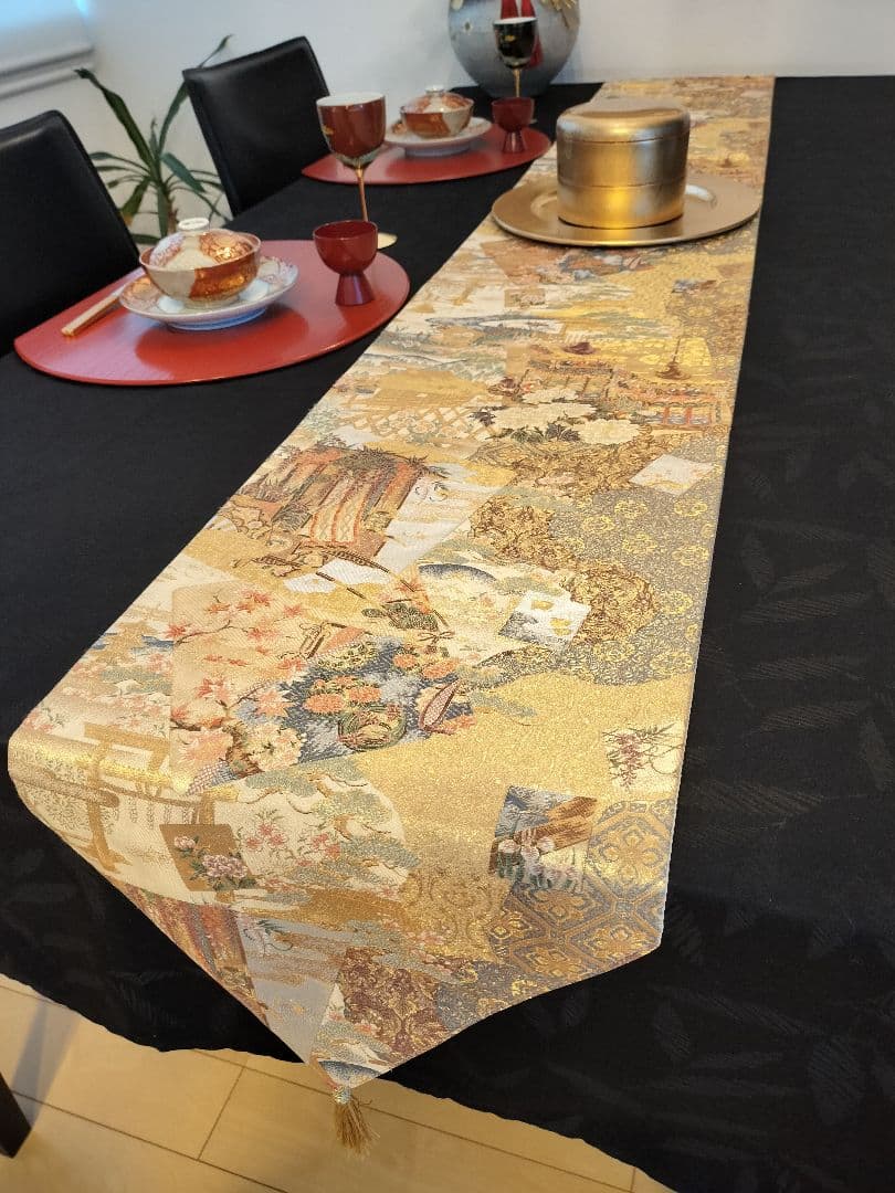 ルブの森★A739高級‼️ひな祭り‼️袋帯テーブルランナー2m15cm