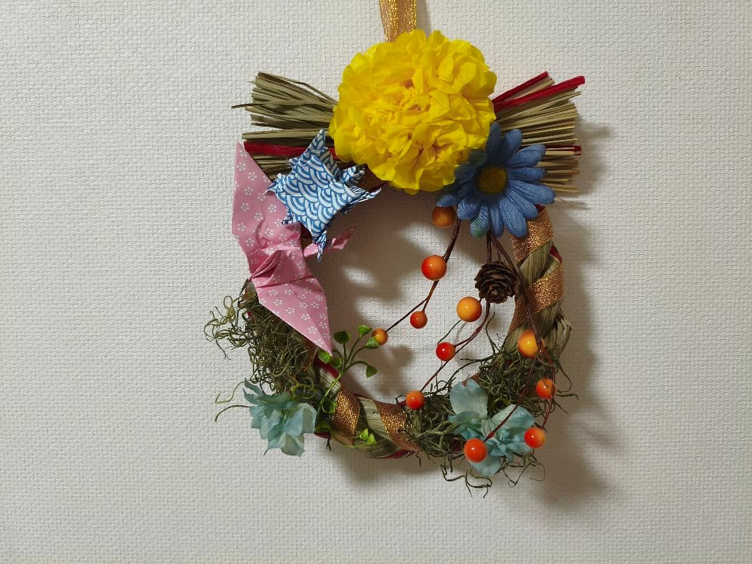 正月飾り しめ縄 造花リース