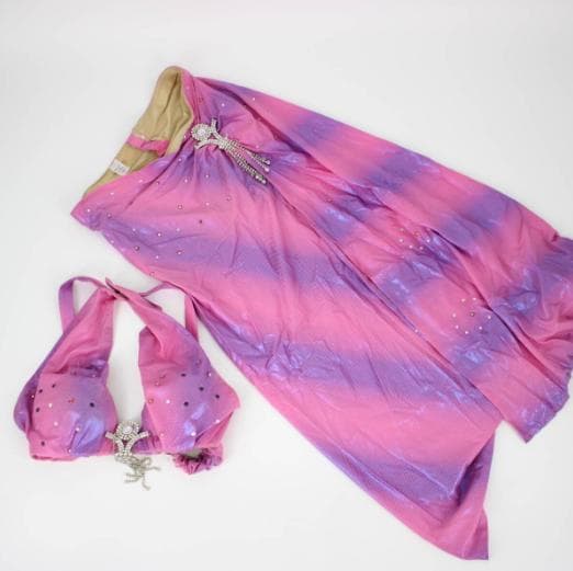 【エジプト製 ベリーダンス用オリエンタル衣装】ピンクパープル グラデーション