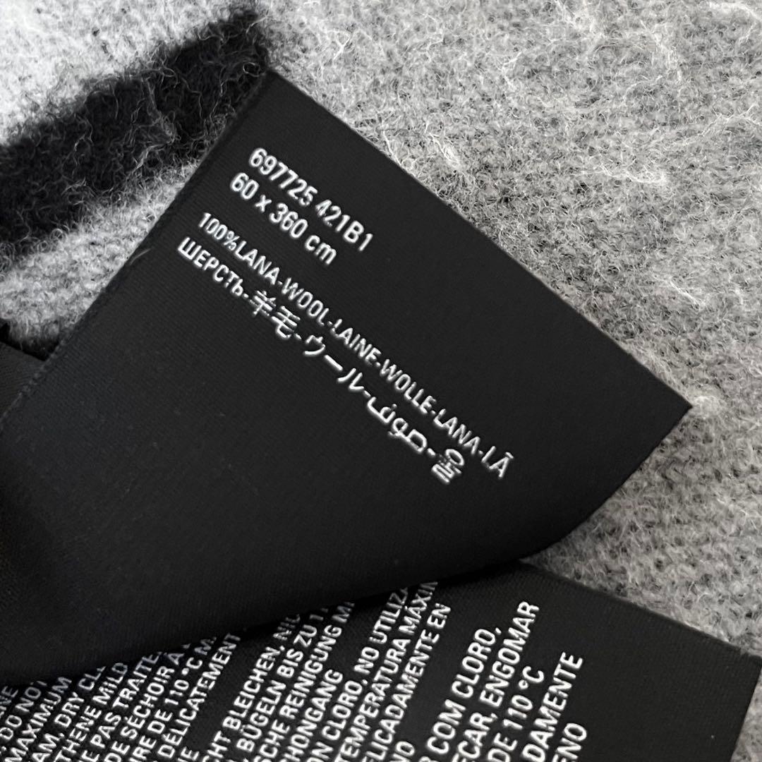 美品 バレンシアガ ロゴ ウール マフラー スカーフ ブラック 大判