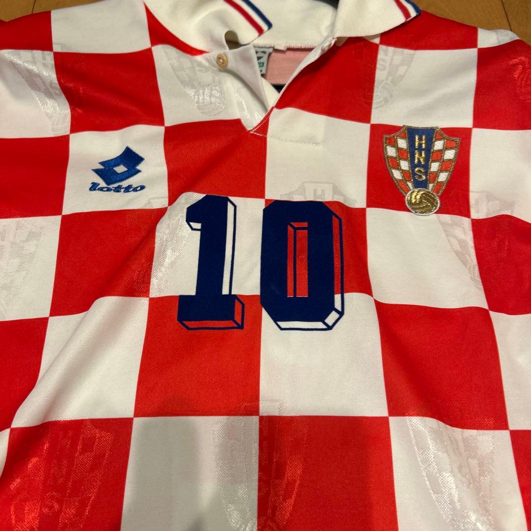 Lotto サッカーシャツ 赤白 チェッカー 10 クロアチア代表 ボバン