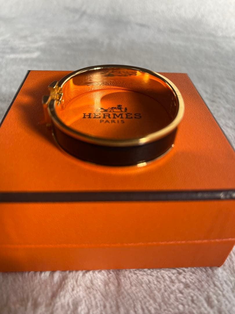 HERMES エルメス クリック　バングル黒×イエローゴールド
