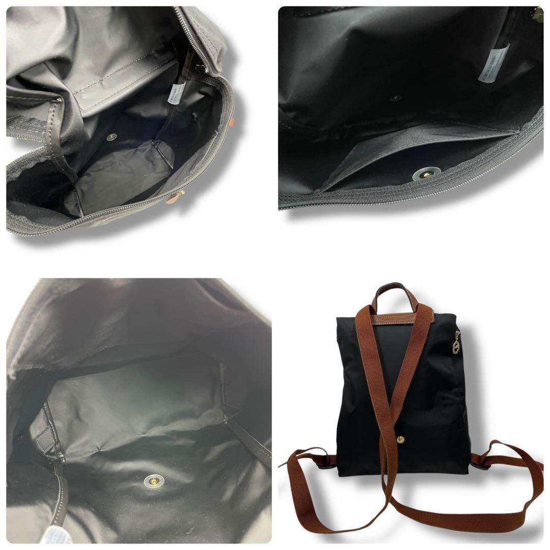 すぎやま様 ロンシャン ル プリアージュ デイパック ブラック ゴールド金具