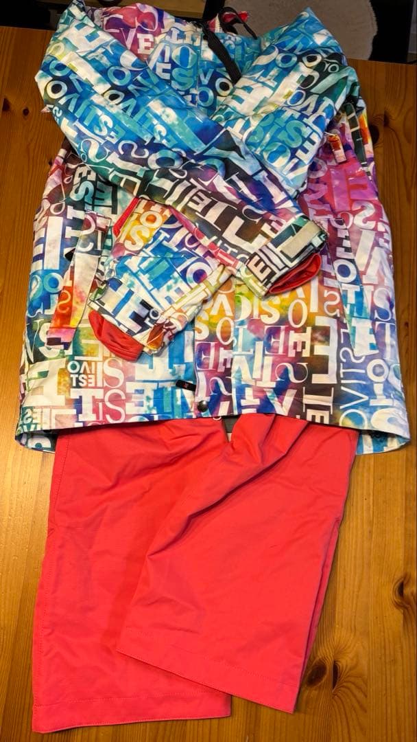 ESTIVO スノーボードウェアセット 上カラフルL 下ピンクM