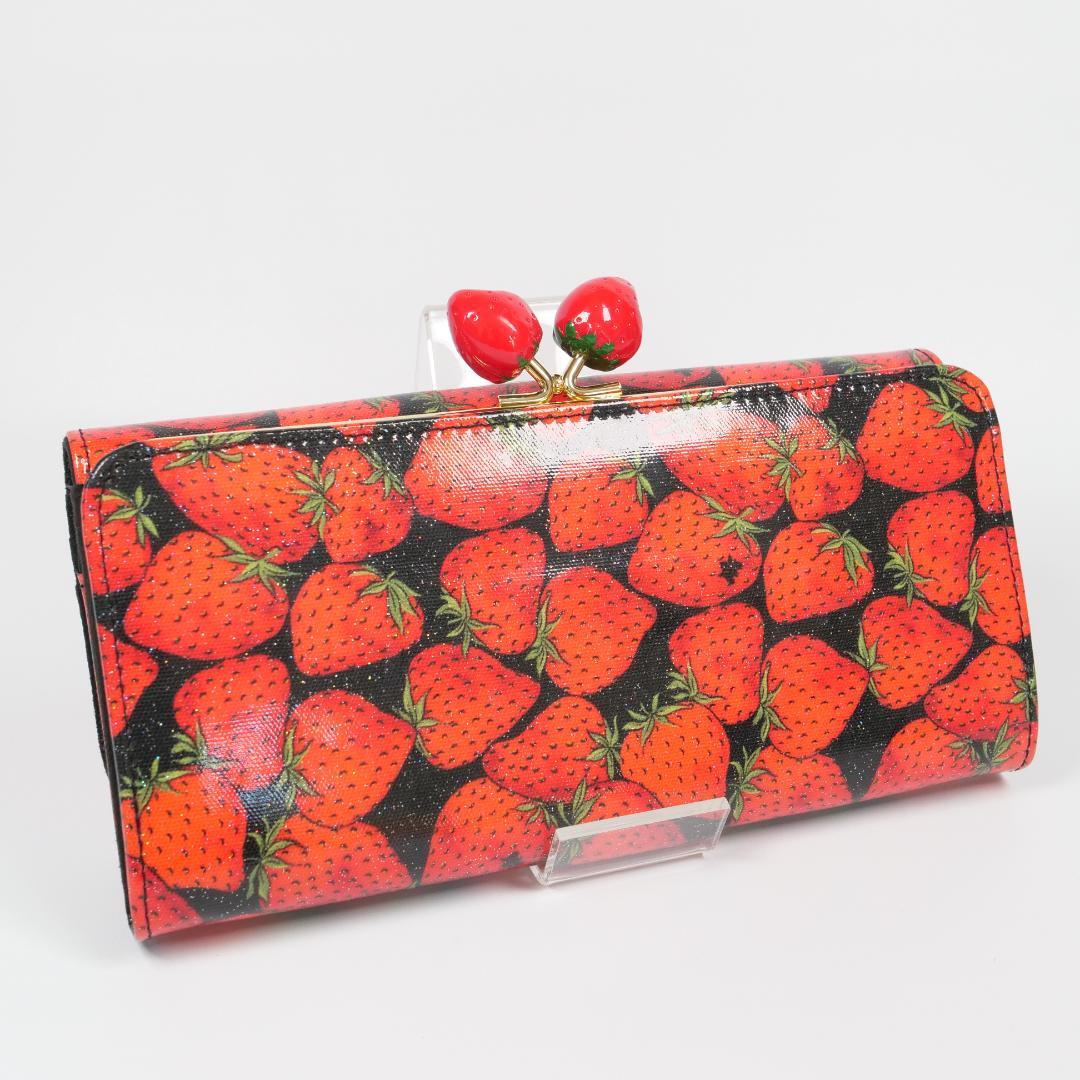 希少極美品✨thinkbee シンクビー 長財布 がま口 いちごモチーフ