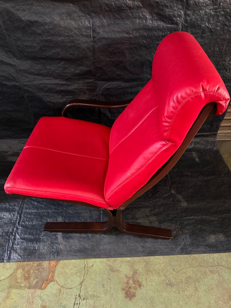 AGIO フジファニチャー　 レッドレザー 3人掛けソファ セパレート