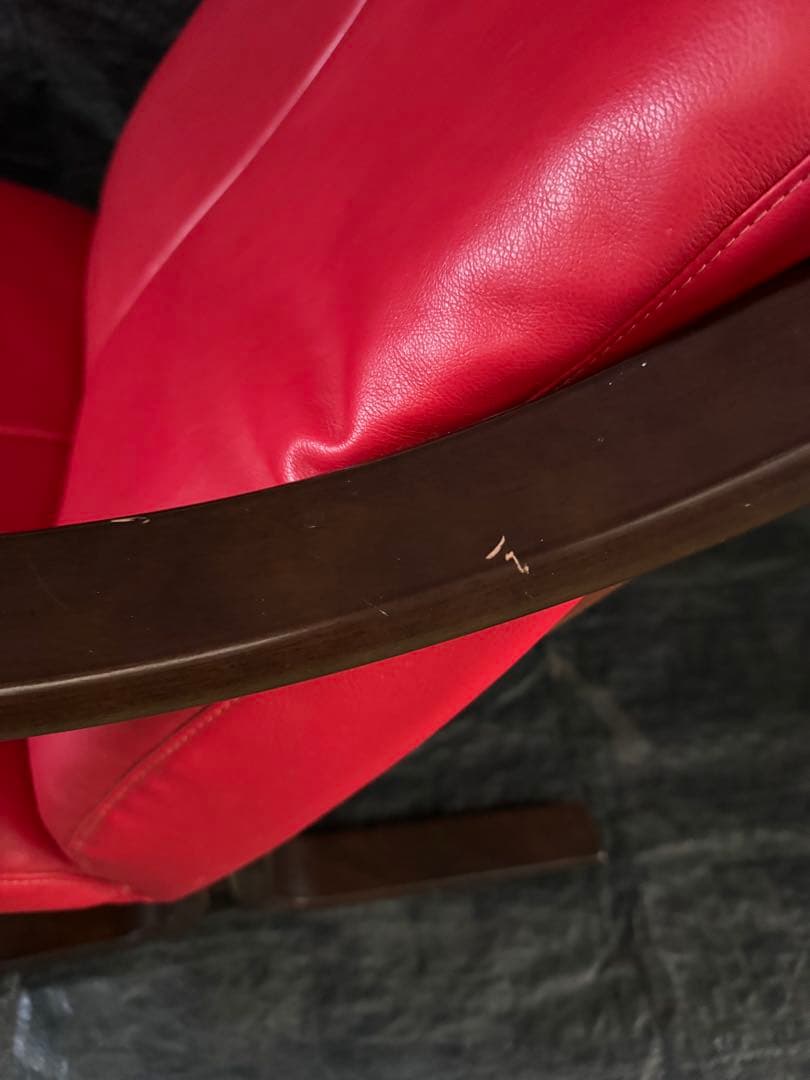 AGIO フジファニチャー　 レッドレザー 3人掛けソファ セパレート