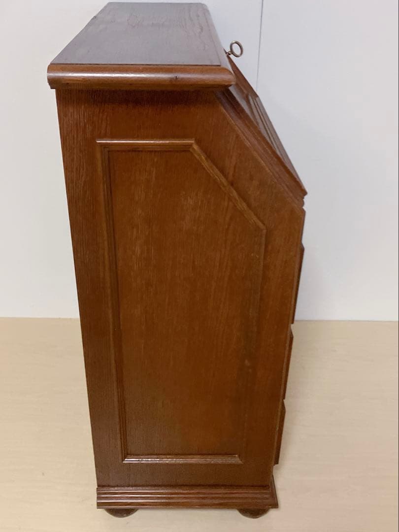 鍵付き　ライティングビューロー　デスク　チェスト　木製　デスクチェア