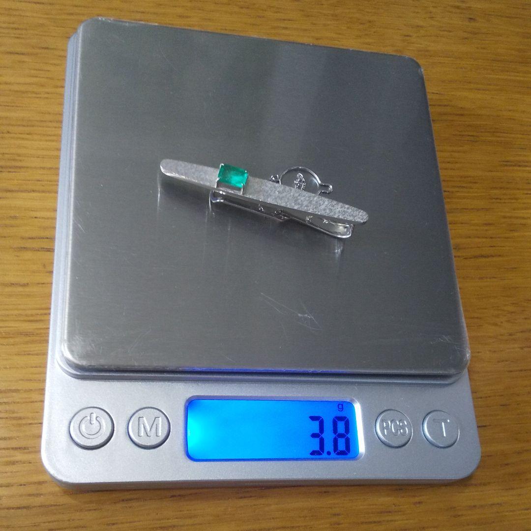 M*u様 エメラルド 0.78 K14 WGホワイトゴールド タイピン★3.8g