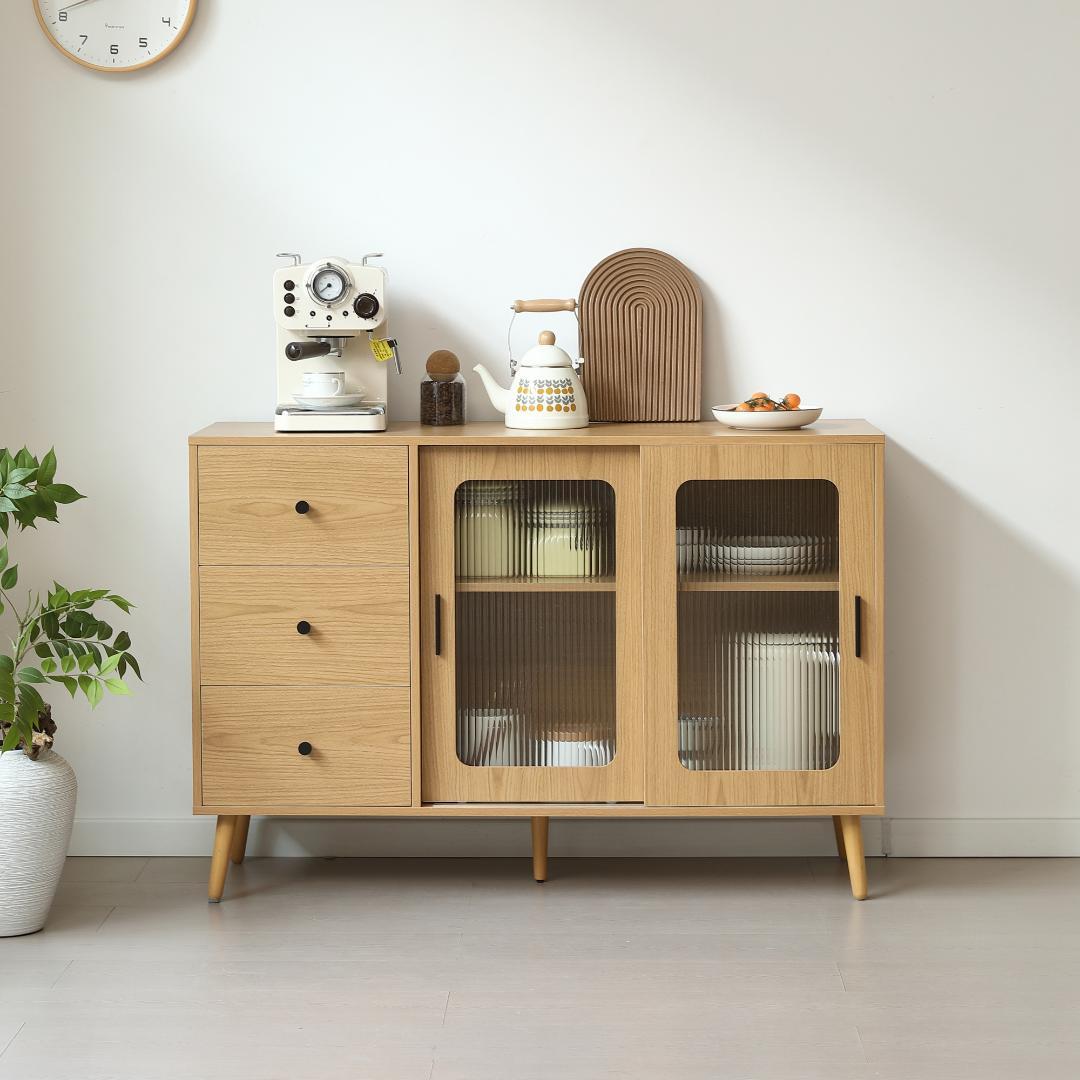 超人気！北欧風キャビネット サイドボード 食器棚 キャビネットNATURAL