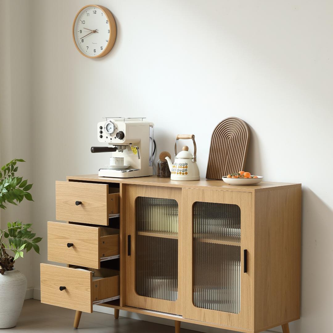 超人気！北欧風キャビネット サイドボード 食器棚 キャビネットNATURAL