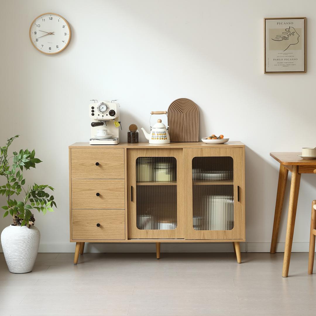 超人気！北欧風キャビネット サイドボード 食器棚 キャビネットNATURAL