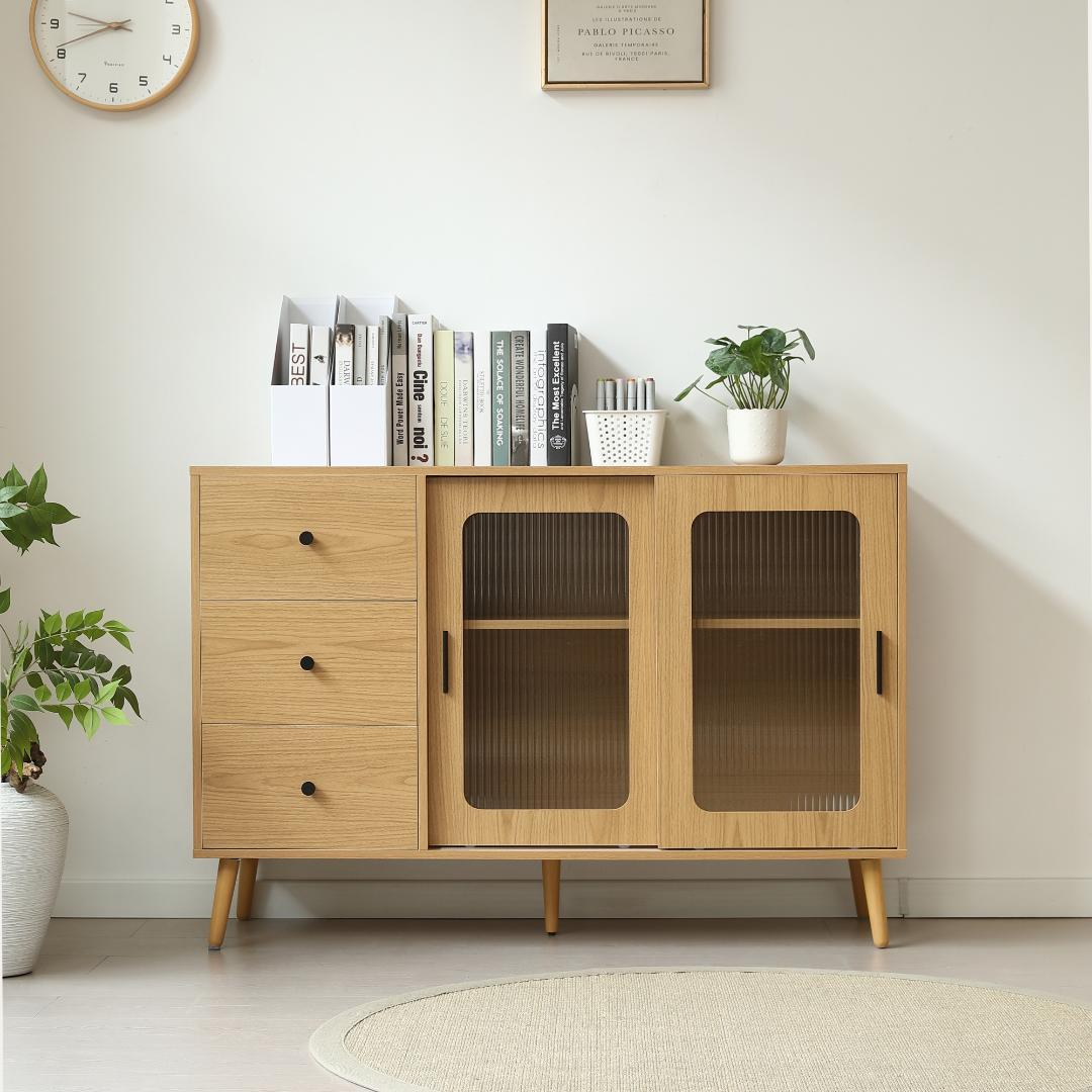 超人気！北欧風キャビネット サイドボード 食器棚 キャビネットNATURAL