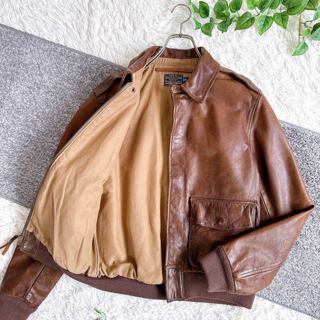 良品　ポロラルフローレン　A-2 レザージャケット　ブルゾン　牛革　ブラウン　M