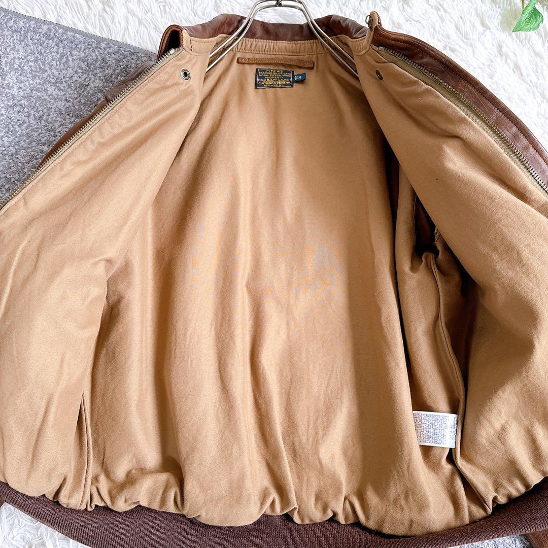 良品　ポロラルフローレン　A-2 レザージャケット　ブルゾン　牛革　ブラウン　M