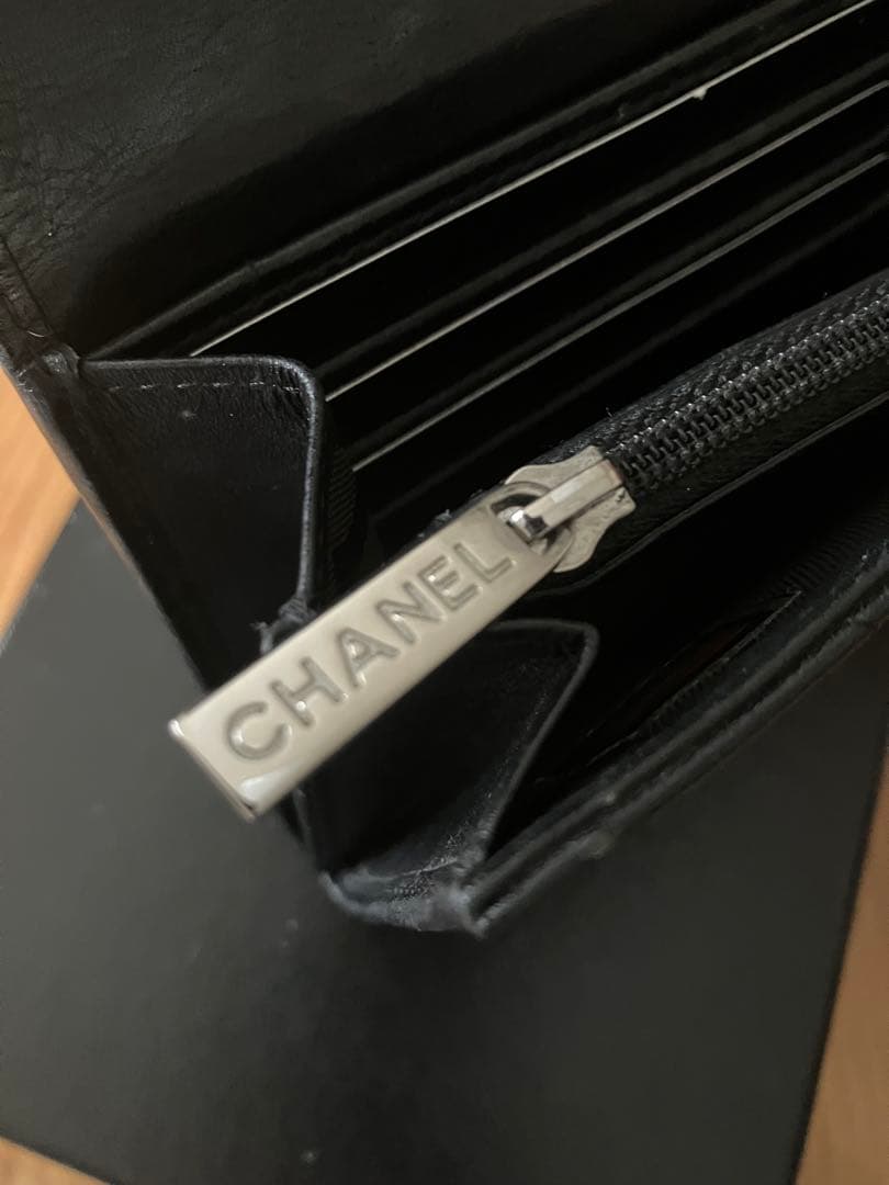 CHANEL シャネル カンボンライン ブラック 二つ折り長財布