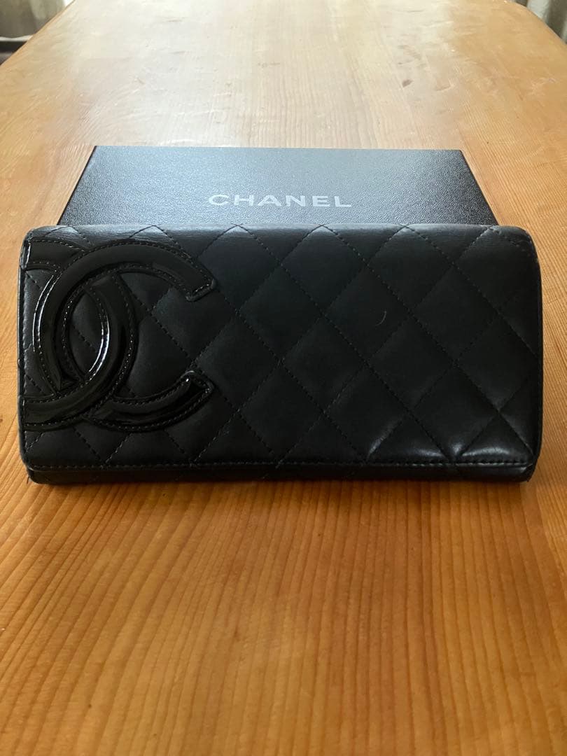 CHANEL シャネル カンボンライン ブラック 二つ折り長財布