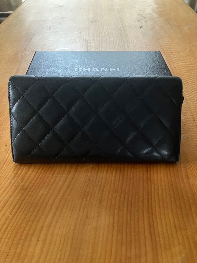 CHANEL シャネル カンボンライン ブラック 二つ折り長財布