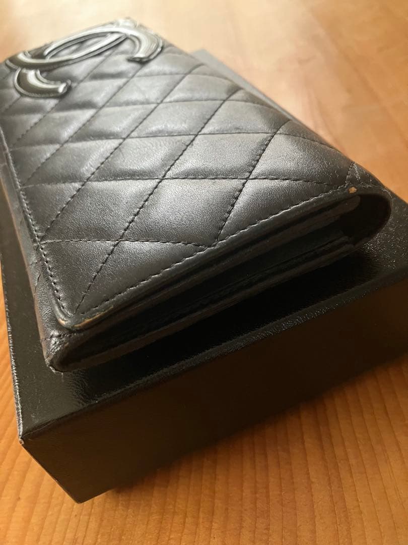 CHANEL シャネル カンボンライン ブラック 二つ折り長財布