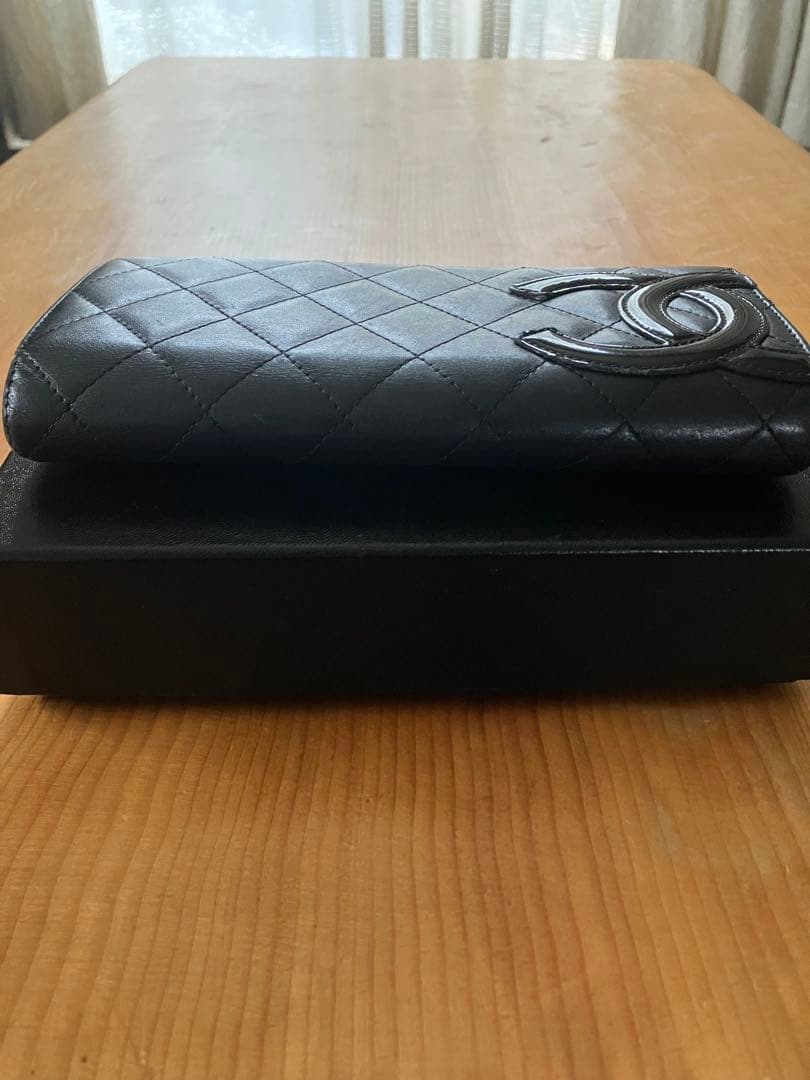 CHANEL シャネル カンボンライン ブラック 二つ折り長財布