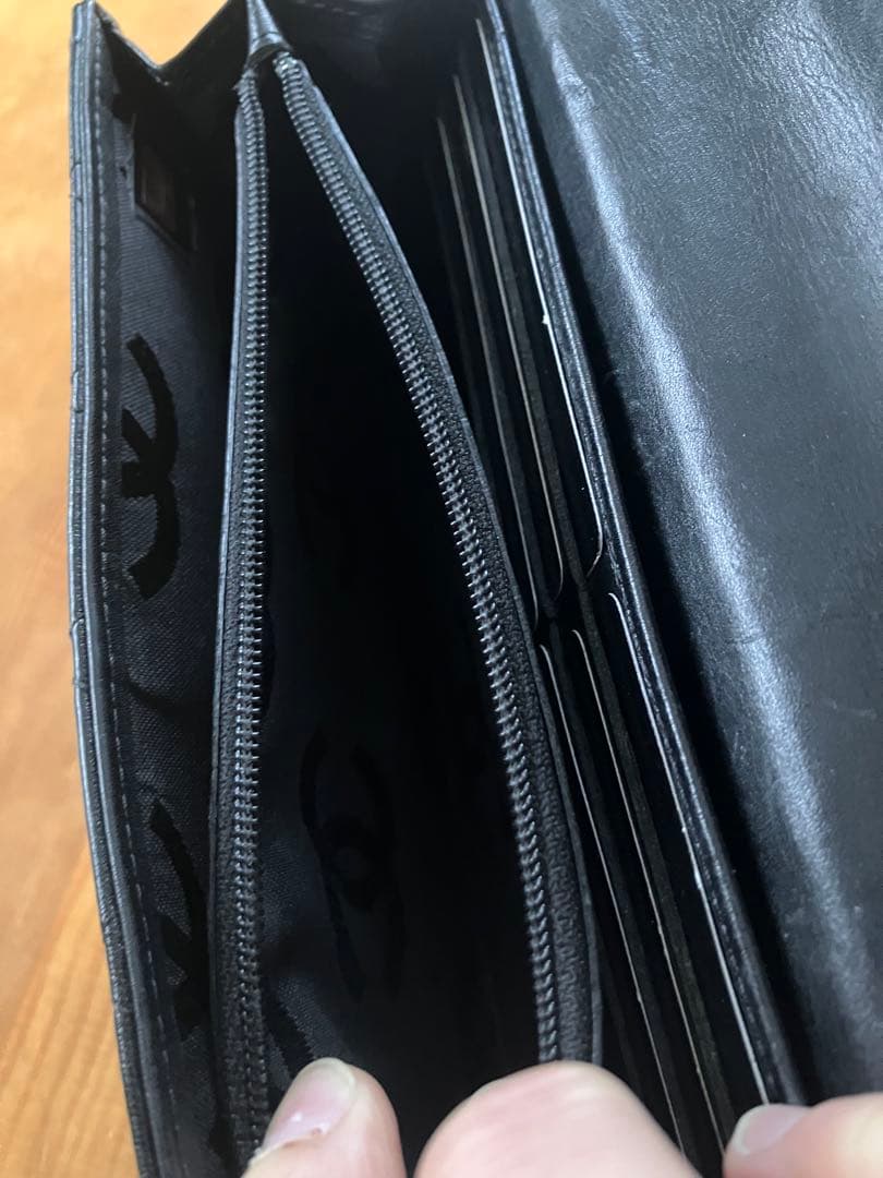 CHANEL シャネル カンボンライン ブラック 二つ折り長財布