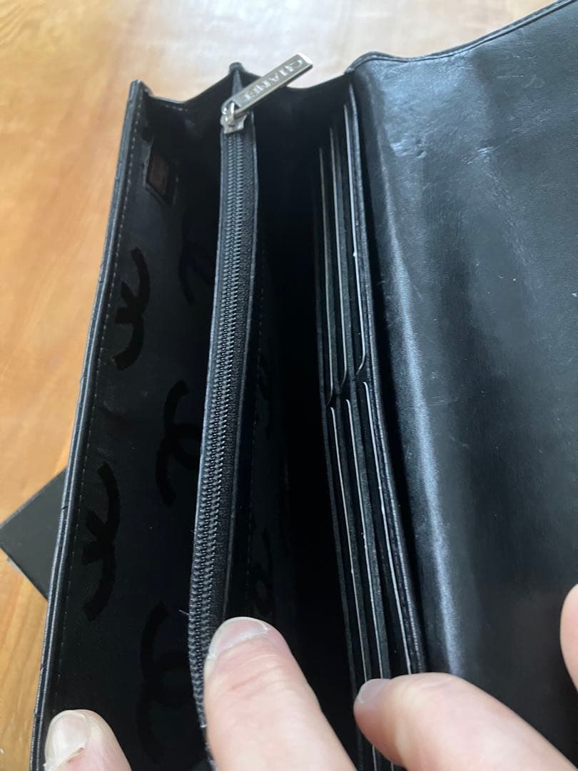 CHANEL シャネル カンボンライン ブラック 二つ折り長財布