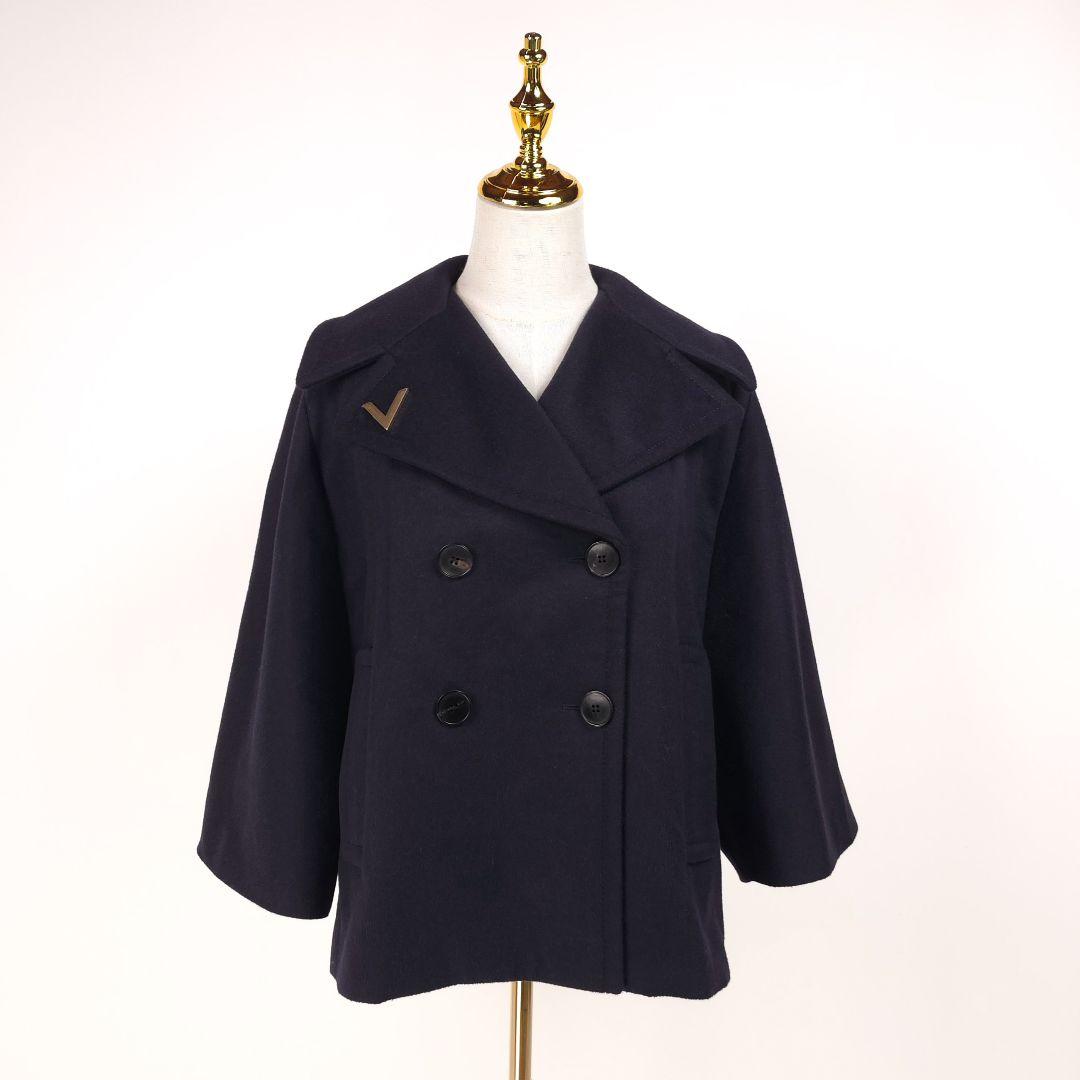 【新品同様】ヴァレンティノ カシミヤ コート ケープ ポンチョ風 ネイビー 40