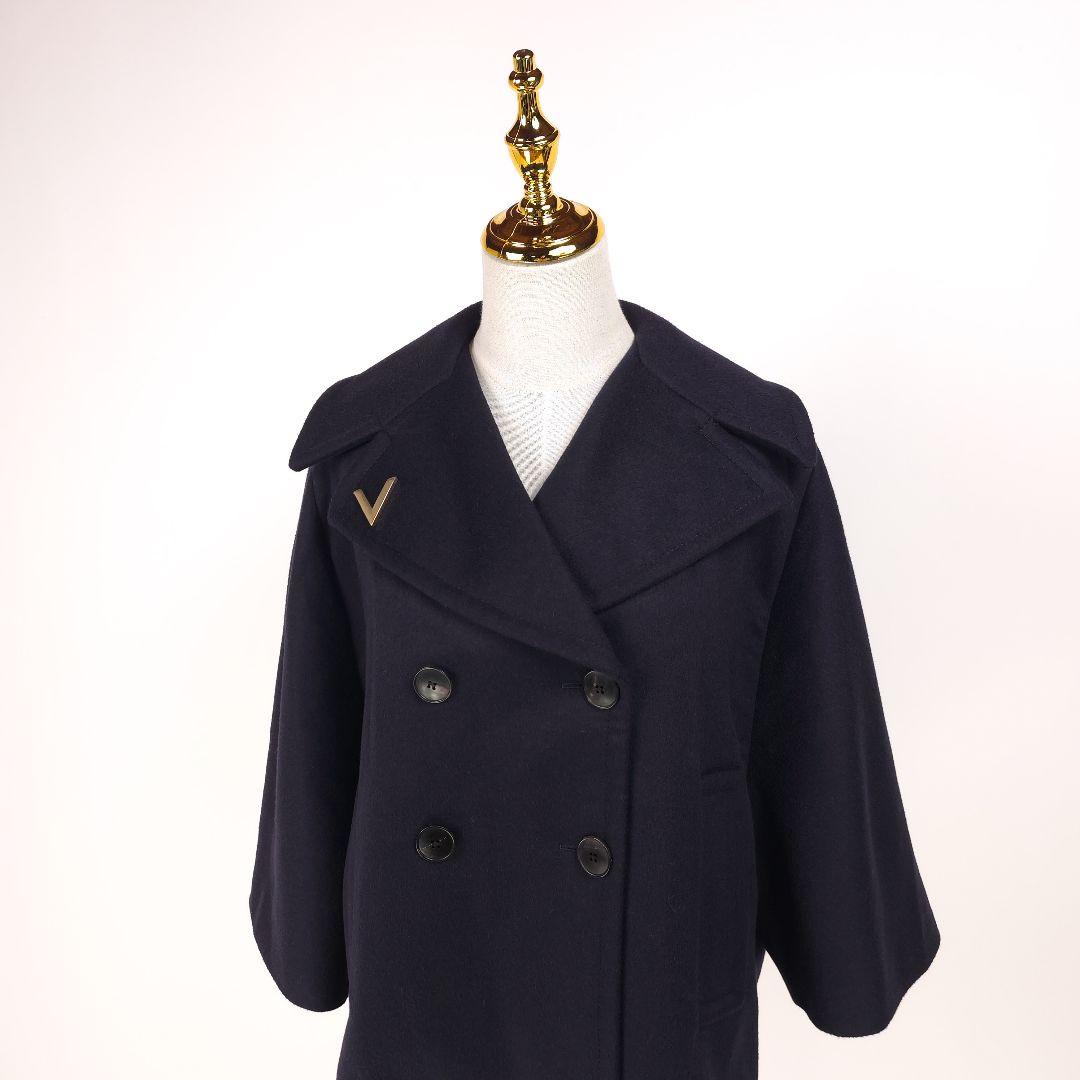 【新品同様】ヴァレンティノ カシミヤ コート ケープ ポンチョ風 ネイビー 40