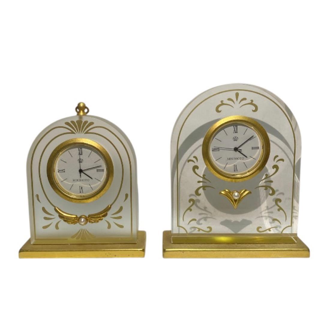 MIKIMOTO ミキモト 置時計 ガラス クリスタル 2点セット - メルカリ