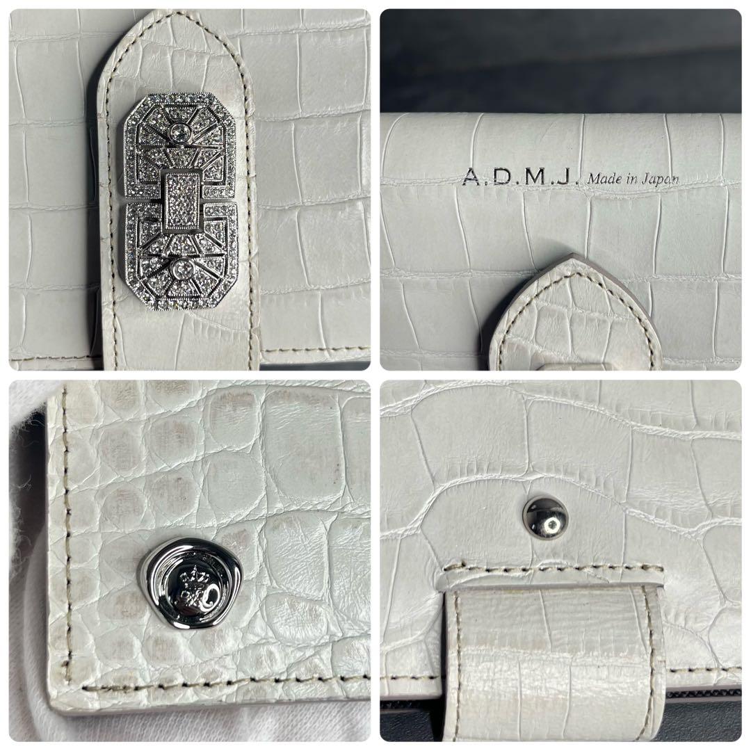 A.D.M.J ヒマラヤ クロコ型押し 長財布 アールデコ クリスタル 箱付き