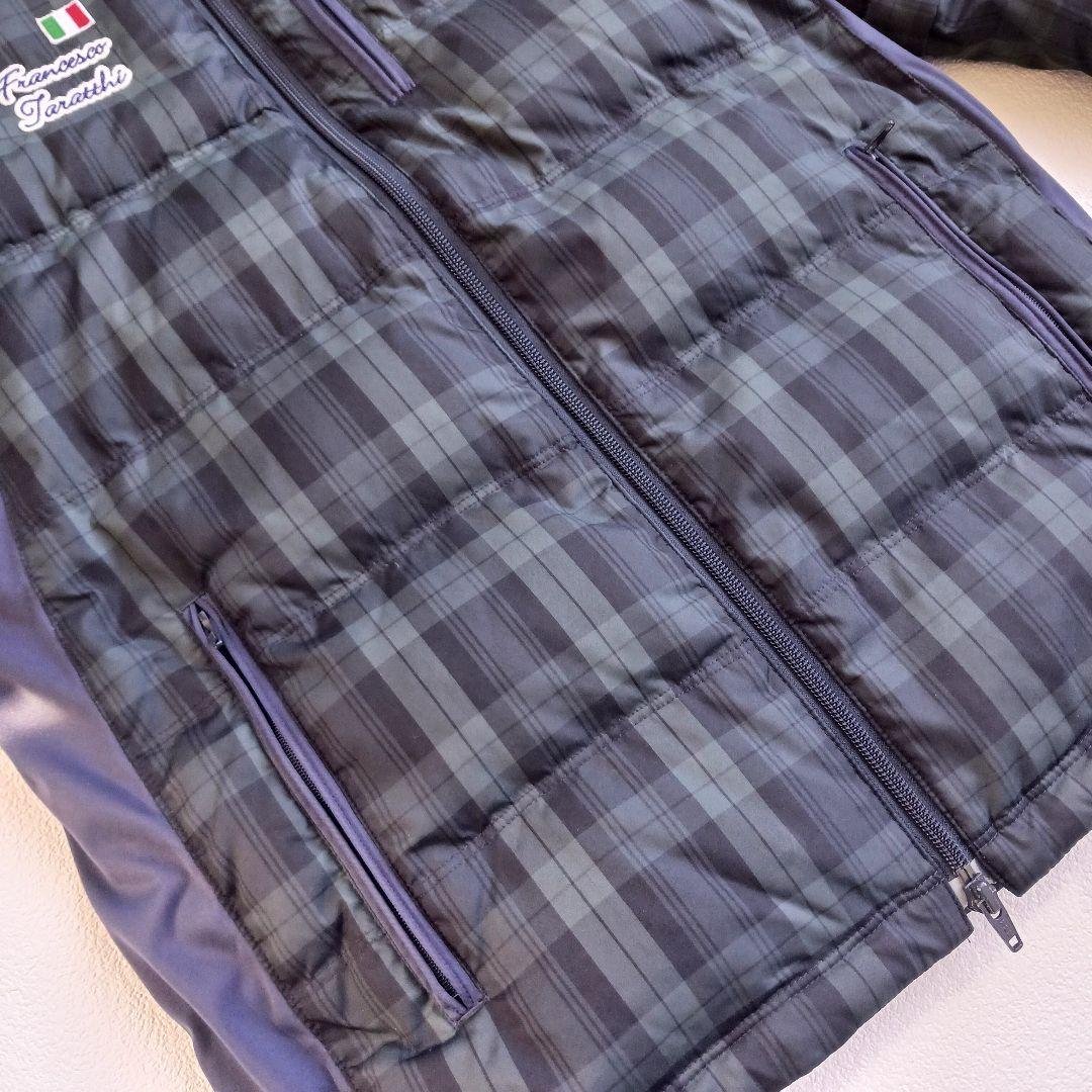 ビームスゴルフ　ダウンジャケット　チェック　ワッペン　ブラックウォッチ　M