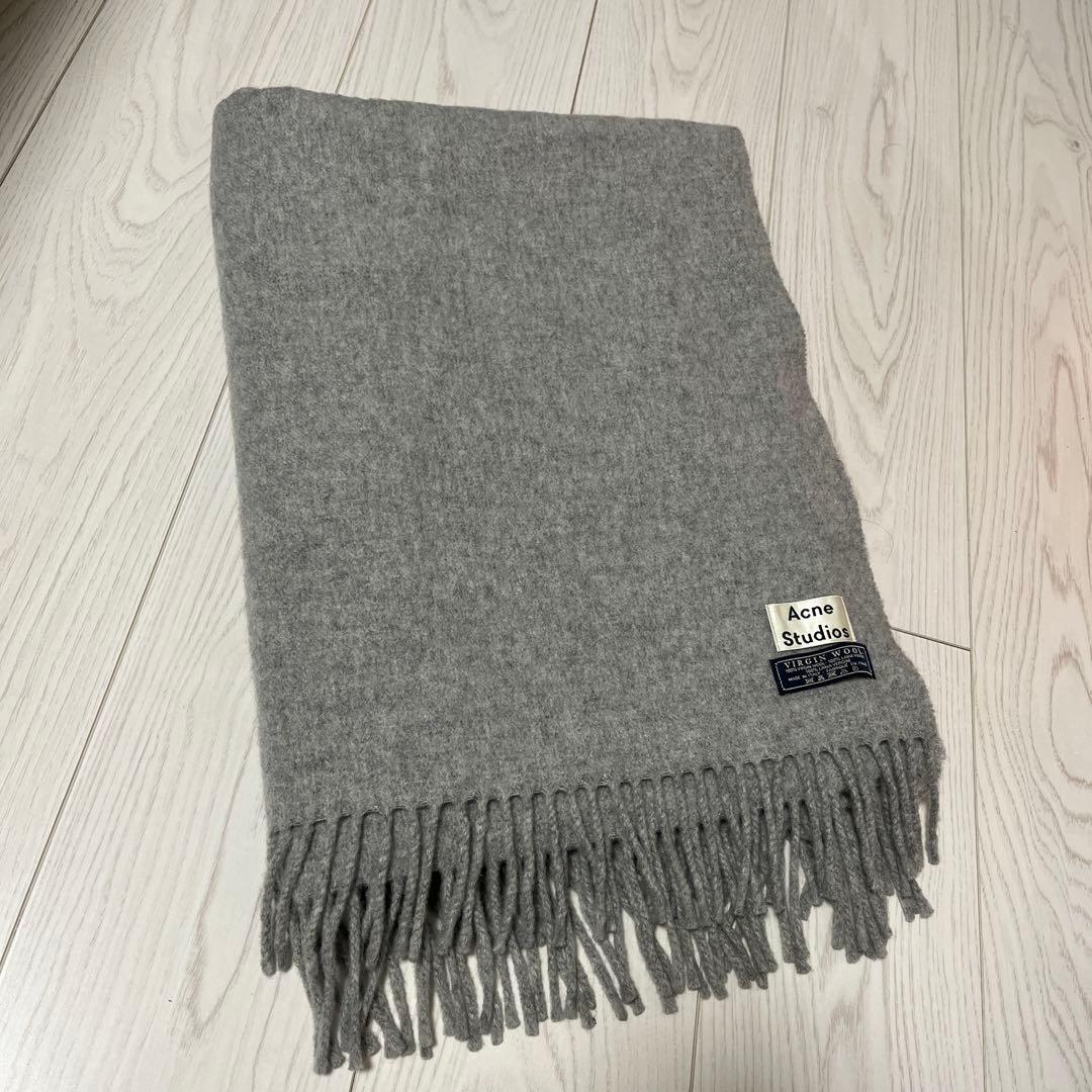 Acne Studios グレー マフラー フリンジ付き - メルカリ
