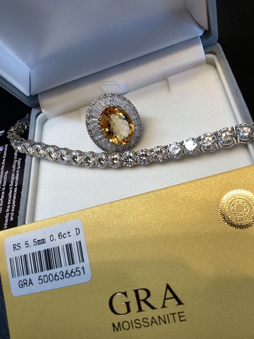 モアサナイト19.2ctテニスブレスレット➕エメクォーツリング13セット