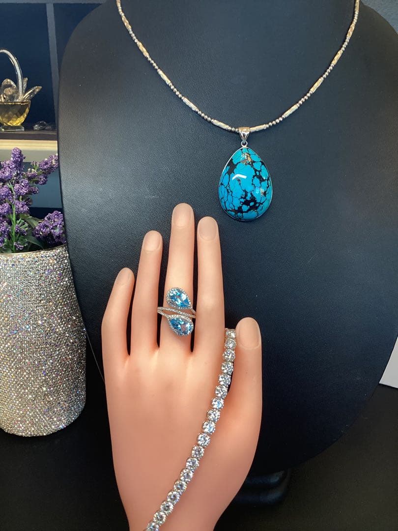 モアサナイト19.2ctテニスブレスレット➕エメクォーツリング13セット