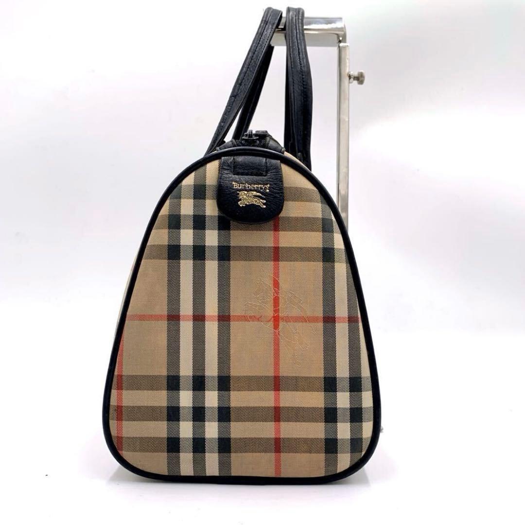 美品】オールド バーバリー Burberry ミニボストン ハンドバッグ