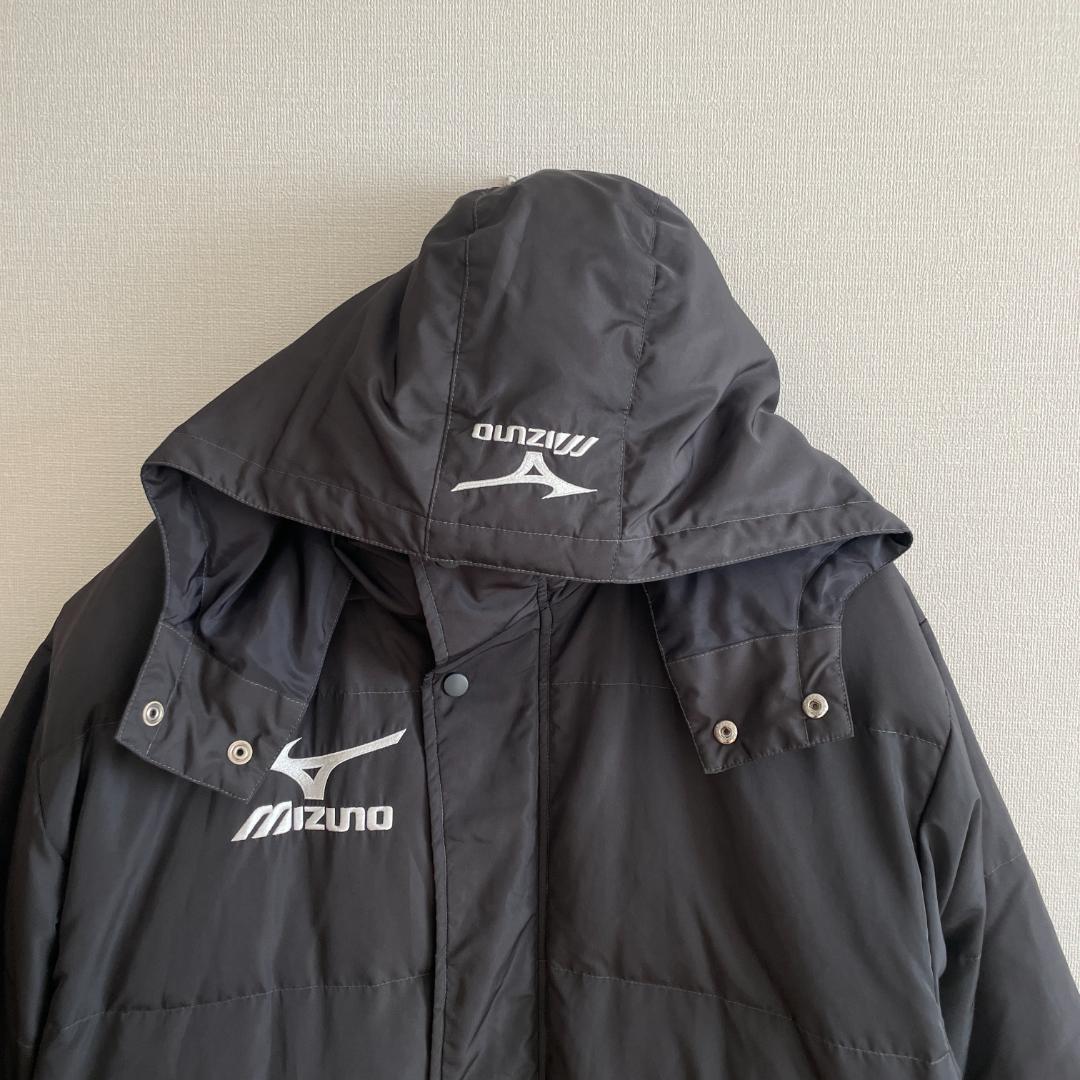MIZUNO ミズノ　刺繍　ダウンコート　ベンチコート　XL　フード　ブラック