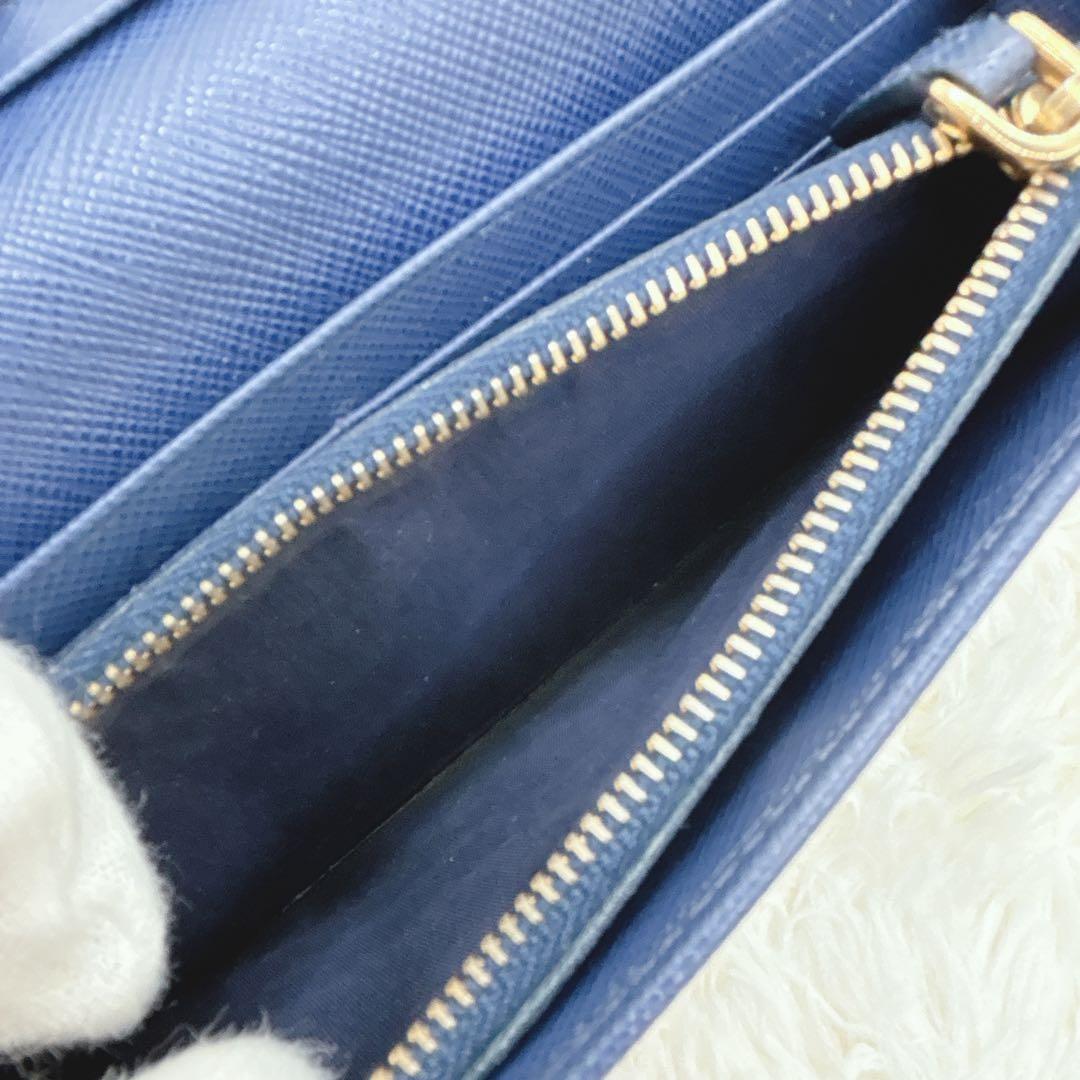 極美品✨PRADA サフィアーノレザー フラップ 長財布 メタルロゴ