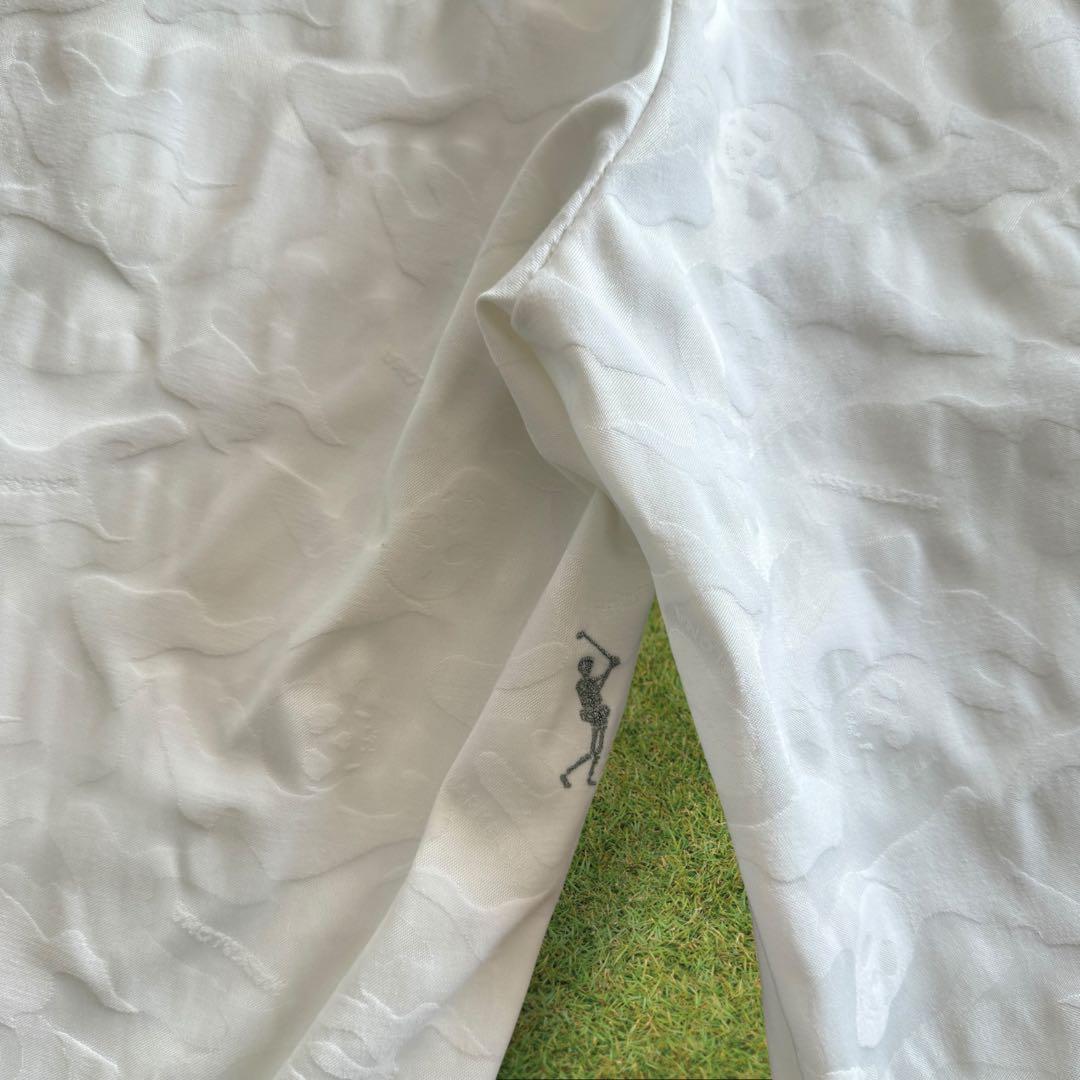 マークアンドロナ パンツ M〜L相当 白 ホワイト 総柄 スカル 迷彩